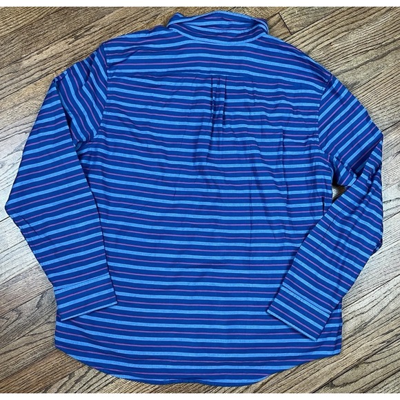 Vineyard Vines Long Sleeve Button Up Blue Pink Striped Shirt Linen Blend Sz XL - Picture 6 of 6